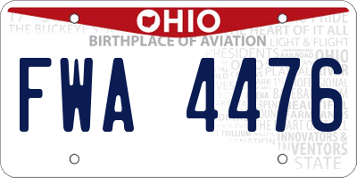OH license plate FWA4476