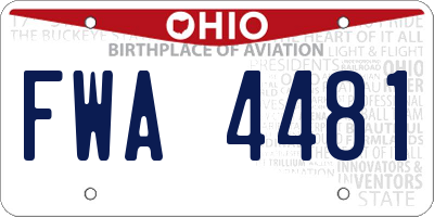 OH license plate FWA4481