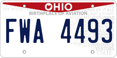 OH license plate FWA4493