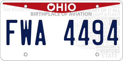 OH license plate FWA4494