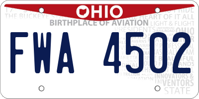 OH license plate FWA4502