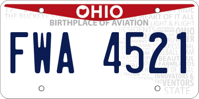 OH license plate FWA4521