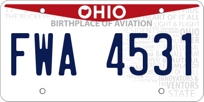 OH license plate FWA4531