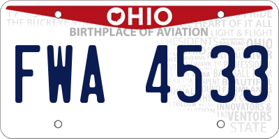 OH license plate FWA4533