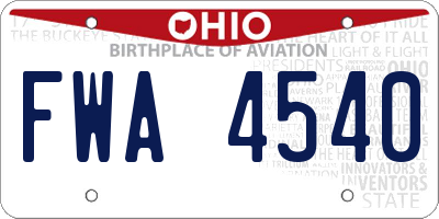 OH license plate FWA4540