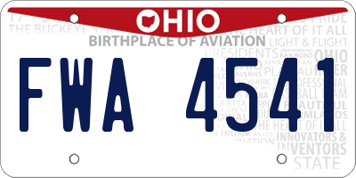 OH license plate FWA4541