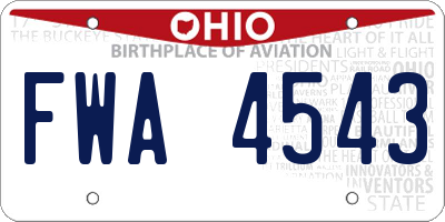 OH license plate FWA4543