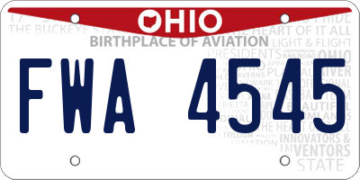 OH license plate FWA4545