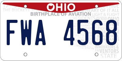 OH license plate FWA4568