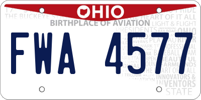OH license plate FWA4577