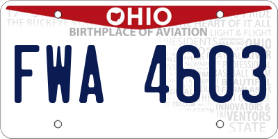 OH license plate FWA4603