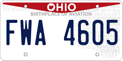 OH license plate FWA4605