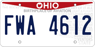 OH license plate FWA4612