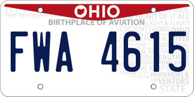 OH license plate FWA4615
