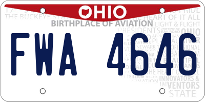 OH license plate FWA4646