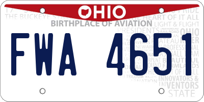 OH license plate FWA4651