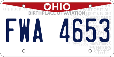 OH license plate FWA4653