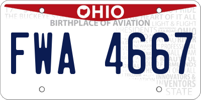 OH license plate FWA4667