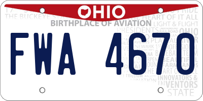 OH license plate FWA4670