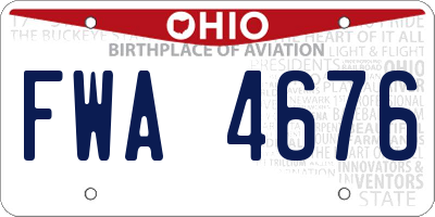OH license plate FWA4676