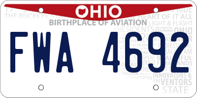 OH license plate FWA4692