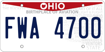 OH license plate FWA4700