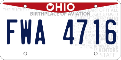 OH license plate FWA4716