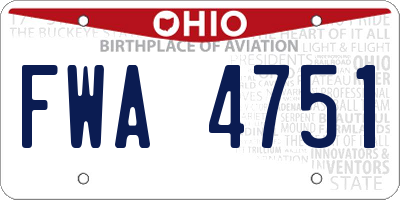 OH license plate FWA4751