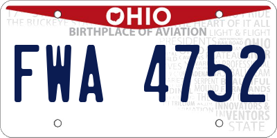 OH license plate FWA4752