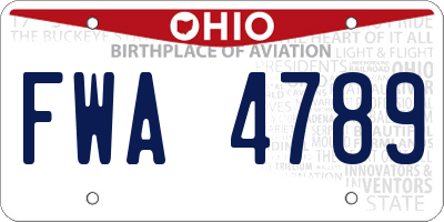 OH license plate FWA4789