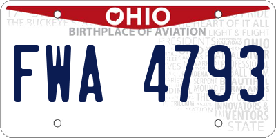 OH license plate FWA4793