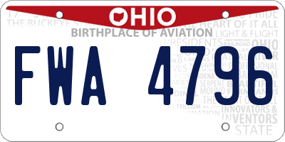 OH license plate FWA4796
