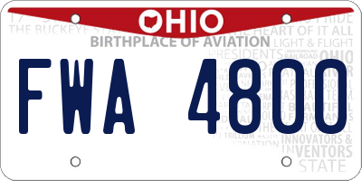 OH license plate FWA4800