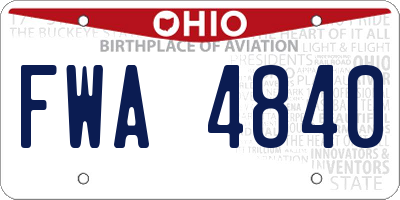 OH license plate FWA4840