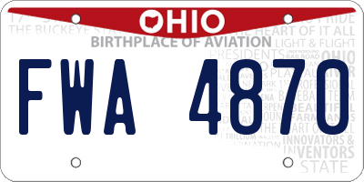 OH license plate FWA4870