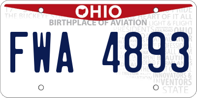 OH license plate FWA4893