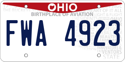 OH license plate FWA4923