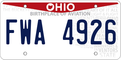 OH license plate FWA4926
