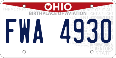 OH license plate FWA4930