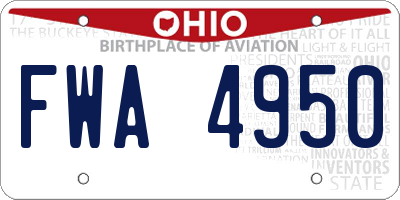 OH license plate FWA4950
