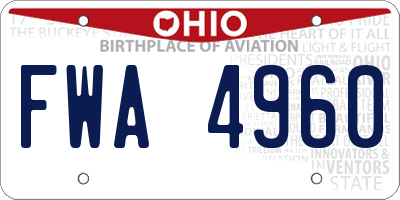 OH license plate FWA4960