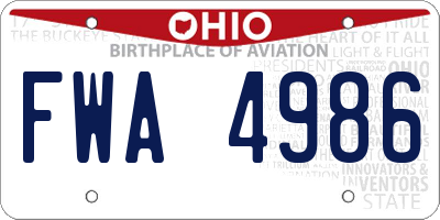 OH license plate FWA4986