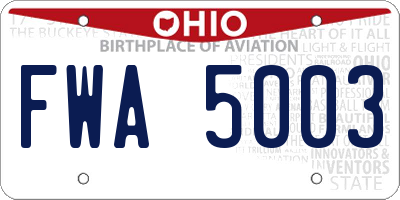 OH license plate FWA5003