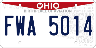 OH license plate FWA5014