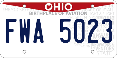 OH license plate FWA5023