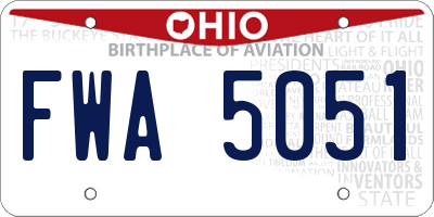 OH license plate FWA5051