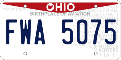 OH license plate FWA5075