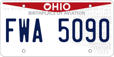 OH license plate FWA5090