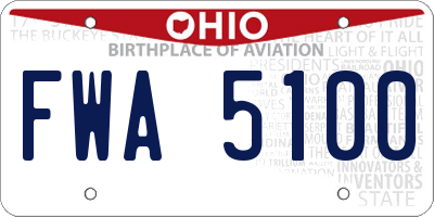 OH license plate FWA5100