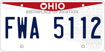 OH license plate FWA5112